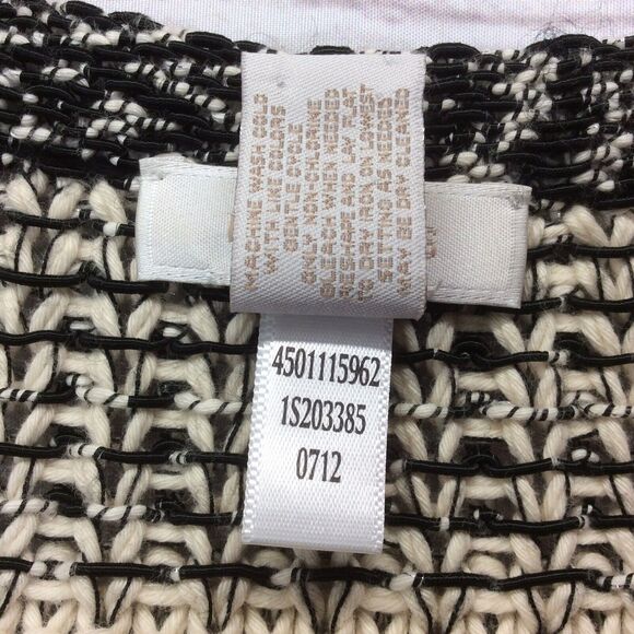 Chico’s Cardigan Sweater Women's Sz 0 (XS/4) Black/Tan Chunky Hook/Loop Closure - Picture 8 of 12